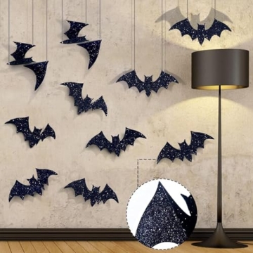 Pawliss 10 Pcs Halloween Bat Stickers for Spooky Decor