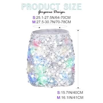 REETAN Sparkly Light Up Big Sequin Skirt for Women - Perfect for Dance and Parties