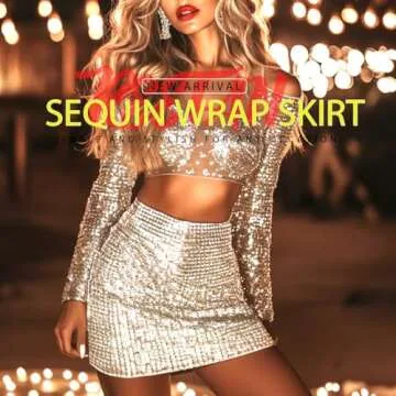 REETAN Sparkly Light Up Sequin Skirt for Women