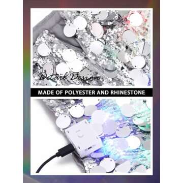 REETAN Sparkly Light Up Sequin Skirt for Women