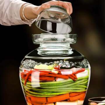 Vencer 2.5 Liter Traditional Glass Fermenting Jar With Lid and Pressure stone,Glass Fermentation Tank for Pickling Kimchi Sauerkraut,VHF-007