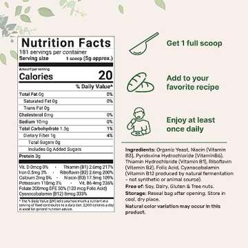 Micro Ingredients Organic Fortified Nutritional Yeast Flakes, 2lb (32oz) | Rich in Vegan Protein, B ...