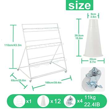SPTZQURY Flower Display Stand with Buckets, 3 Layers Metal Plant Stand, Moving Florist Bouquet Shelf...