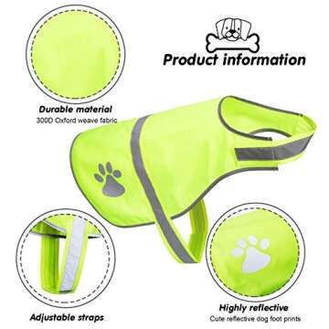 2 Pieces Dog Reflective Vest Adjustable Dog Safety Service Vest Pet High Visibility Apparel for Hunt...