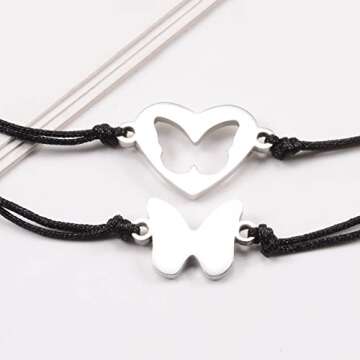 GBTBYS Back to School Gifts 2 Pcs Butterfly Bracelet Mommy and Me Matching Wish Bracelets