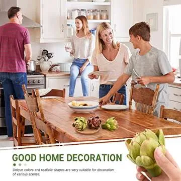 Luckforest Artificial Artichokes, Small Simulation Artichoke Fake Fruits for Home Kitchen Decor Wedding Table Fruit Basket Decoration Set of 3 (Green, Red)