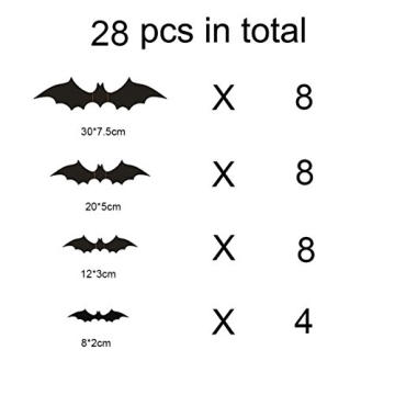 DIY PVC 3D Decorative Scary Bats Wall Decals for Halloween