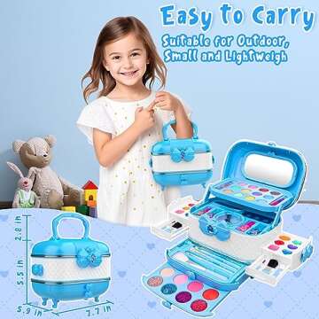 Mozok Kids Makeup Kit for Girl, Washable Makeup Girl Toys with Cosmetic Case, Play Real Princess Mak...