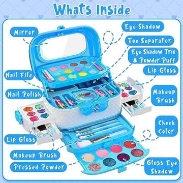 Mozok Kids Makeup Kit for Girl, Washable Makeup Girl Toys with Cosmetic Case, Play Real Princess Make Up Beauty Set Toys for 3 4 5 6 7 8 9 10 11 12 Year Old Girls Toddlers Kids Birthday Gifts(Frozen)