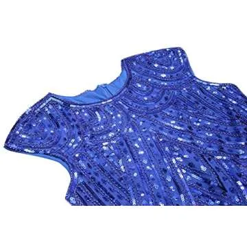 Women 1920s Vintage Flapper Fringe Beaded Gatsby Party Dress With 20s Accessories Set (L, Style 2-Blue)