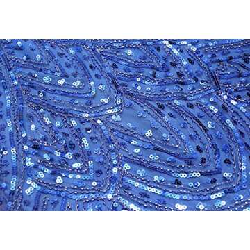 Women 1920s Vintage Flapper Fringe Beaded Gatsby Party Dress With 20s Accessories Set (L, Style 2-Blue)