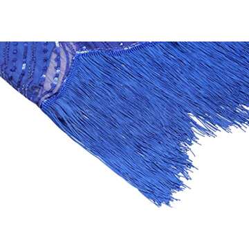 Women 1920s Vintage Flapper Fringe Beaded Gatsby Party Dress With 20s Accessories Set (L, Style 2-Blue)