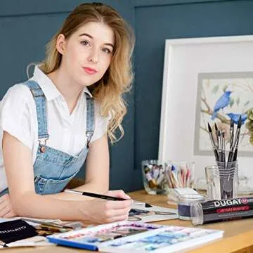 DUGATO Watercolor Paint Brushes Set - 12 PCS Professional Synthetic Goat Hair Art Brushes for Watercolors Acrylics Inks Gouache Oil Tempera Miniature, for Beginners and Professionals