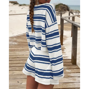 Langwyqu Womens Striped Pajama Sets Soft Breathable Lounge Wear