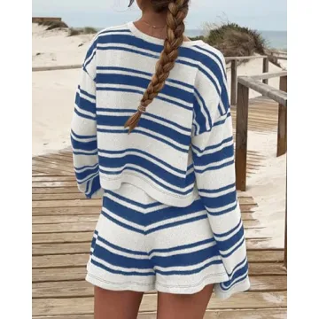 Langwyqu Womens Striped Pajama Sets Soft Breathable Lounge Wear