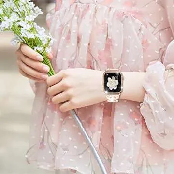 Stylish SUPOIX Apple Watch Band with Rhinestone Covers