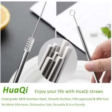 HuaQi Stainless Steel Straws - Eco-Friendly & Reusable