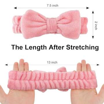 Casoty 6 Pcs Make Up Headbands, Bow Hair Band, Soft Coral Fleece Facial Headband, Spa Headband for Washing Face, Towel Headband for Face Washing Shower Skin Care Yoga