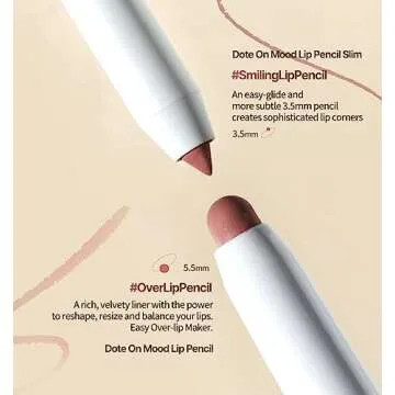 Heart Percent Dote On Mood Lip Pencil, Long-Lasting Creamy Lip Crayon Smooth Color Liner Retractable Lipstick Pencil 0.8g, #02. Creamy Pink