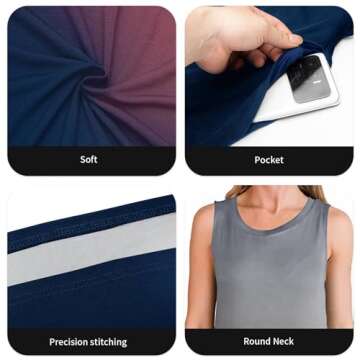 FANDEE Summer Dresses for Women Sleeveless Loose Womens Long Dresses Gradient Hawaiian Beach Summer Dress with Pockets Grey Red Blue Small