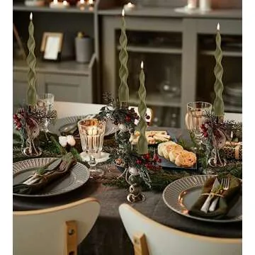 MAITREYA Olive Spiral Taper Candle Soy Wax Unscented Candles Sticks,Elegant Design for Home Decoration Weddings Parties,9.8inch,4pcs,Olive-E