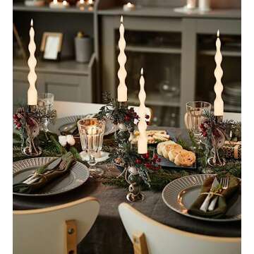 MAITREYA Olive Spiral Taper Candle Soy Wax Unscented Candles Sticks,Elegant Design for Home Decoration Weddings Parties,9.8inch,4pcs,Olive-E