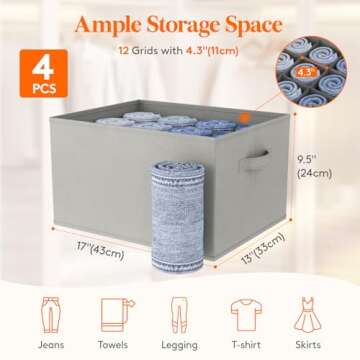 Lifewit Jeans Organizer for Closet, Large Size Pants Storage Bins 12 Cell, Foldable Clothes Drawer O...