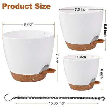 Dekosilave Self-Watering Hanging Planters 3 Pack - 8/7.5/7 Inch