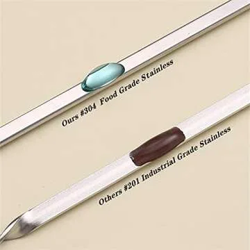 12PCS Kabob Skewers Flat Metal Stainless Steel BBQ Barbecue Skewer 16" Anti-Roll Heavy Duty Shish Kebob Sticks Wide Reusable Grilling Skewers Set for Meat Shrimp Chicken Vegetable Kebab Fork Sausage…