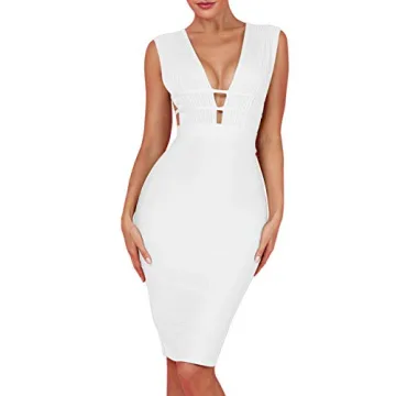 Whoinshop Women's Sexy Deep V Plunge Bodycon Dress for Unforgettable Nights