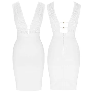 Whoinshop Deep V Plunge Bodycon Party Dress for Women