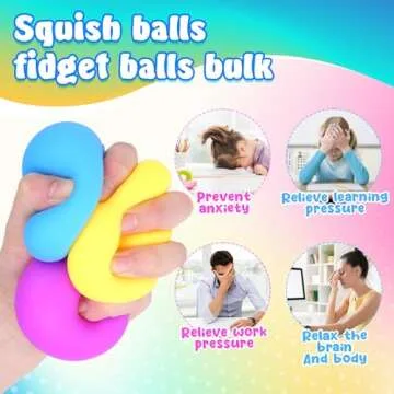 Squishy Stress Balls for Kids Adults: 18 Pack Stretchy Fidget Ball for Anxiety Stress Relief, Hand T...