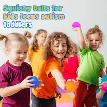 Squishy Stress Balls for Kids Adults: 18 Pack Stretchy Fidget Ball for Anxiety Stress Relief, Hand Therapy Sensory Squishy Ball, Party Favors Classroom Prizes, Easter Gifts for Kids