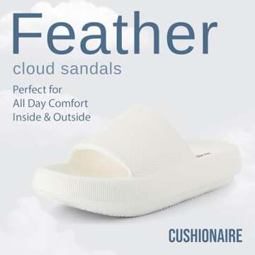 CUSHIONAIRE Feather Slides – Comfortable Cloud Cushion House Slippers for Women, Indoor Outdoor EV...