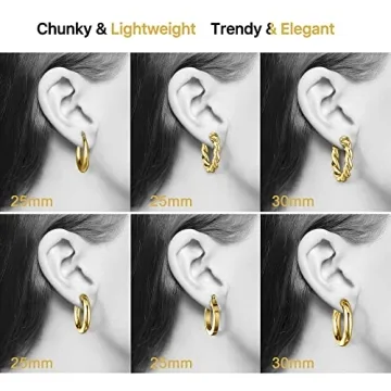 Gold Hoop Earrings Multipack for Women - 14K Real Gold Plated Jewelry
