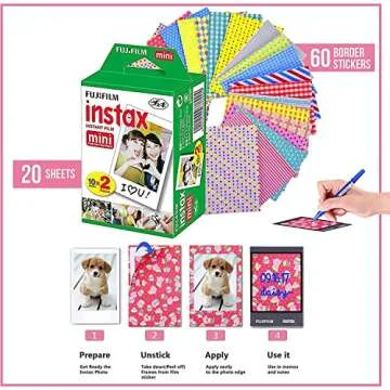 Fujifilm Instax Mini Link 2 Smartphone Printer Clay White + Fuji Film Value Pack (20 Sheets)+ Shutter Accessories Bundle, Incl. Protective Case, 20 Sticker Frames, USB Cable