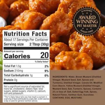 G Hughes Sugar Free, Honey Mustard Dipping Sauce - Sugar Free Honey Mustard, Gluten Free Mustard, Keto Honey Mustard, Low Carb Honey Mustard Dressing, Sugar Free Mustard -18 Oz (3-Pack)