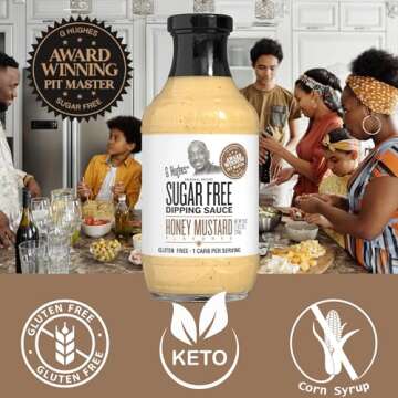 G Hughes Sugar Free, Honey Mustard Dipping Sauce - Sugar Free Honey Mustard, Gluten Free Mustard, Keto Honey Mustard, Low Carb Honey Mustard Dressing, Sugar Free Mustard -18 Oz (3-Pack)