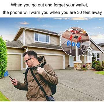 Clever Anti-Lost Wallet with Alarm, Bluetooth, Position Record (via Phone GPS) Item Finder, Cowhide Leather Locator Vintage Retro Style Trackable Intelligent Minimalist Purse (Black, Horizontal)