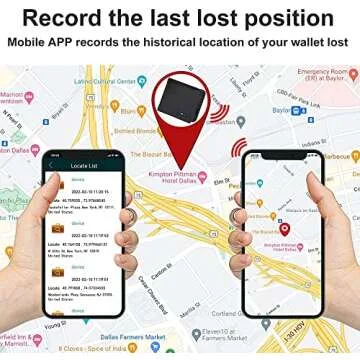 Clever Anti-Lost Wallet with Alarm, Bluetooth, Position Record (via Phone GPS) Item Finder, Cowhide Leather Locator Vintage Retro Style Trackable Intelligent Minimalist Purse (Black, Horizontal)