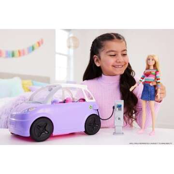Barbie Doll Accessories Electric Vehicle - Convertible Toy Car with Charger
