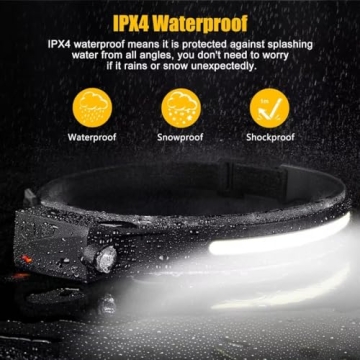 Rechargeable Headlamp with Motion Sensor - Waterproof LED