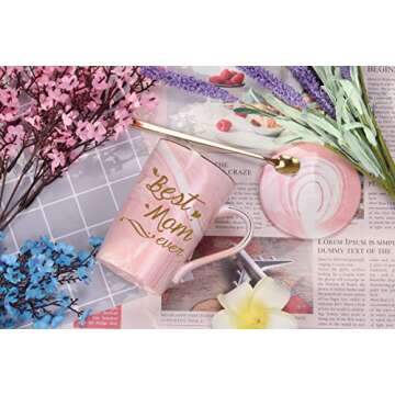 Best Mom Ever Mug Best Mom Gifts Best Mom Ever Coffee Mug Mom Mug Birthday Mothers Day Gifts for Mom from Daughter Son 14 Ounce Gift Box with Spoon and Coaster Pink