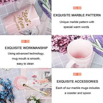 Best Mom Ever Mug Best Mom Gifts Best Mom Ever Coffee Mug Mom Mug Birthday Mothers Day Gifts for Mom from Daughter Son 14 Ounce Gift Box with Spoon and Coaster Pink