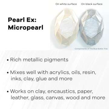 Jacquard Pearl Ex Pigment Powder 4oz Micropearl - Loose Mica Powder for Epoxy Resin, Watercolors, Ca...