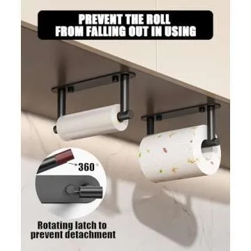 Sankecao Black Toilet Paper Holder - Bathroom Toilet Paper Holder Adhesive Toilet Paper Holder or Screw Wall Mounted Swivel Snap Lock Design Fits Anywhere Stainless Steel Bathroom Tissue Roll Holder