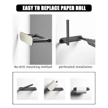 Sankecao Black Toilet Paper Holder - Bathroom Toilet Paper Holder Adhesive Toilet Paper Holder or Screw Wall Mounted Swivel Snap Lock Design Fits Anywhere Stainless Steel Bathroom Tissue Roll Holder