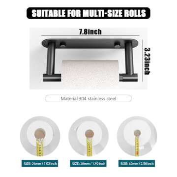 Sankecao Black Toilet Paper Holder - Bathroom Toilet Paper Holder Adhesive Toilet Paper Holder or Screw Wall Mounted Swivel Snap Lock Design Fits Anywhere Stainless Steel Bathroom Tissue Roll Holder