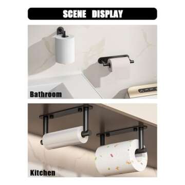 Sankecao Black Toilet Paper Holder - Bathroom Toilet Paper Holder Adhesive Toilet Paper Holder or Screw Wall Mounted Swivel Snap Lock Design Fits Anywhere Stainless Steel Bathroom Tissue Roll Holder