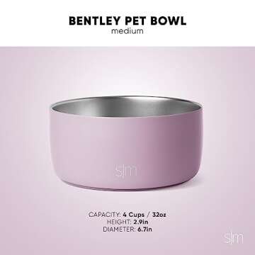 Simple Modern Stainless Steel Pet Water Bowl for Dogs & Cats | Reusable Insulated Stainless Steel Food Bowls for Dog Cat | No Tip No Slip BPA Free | Bentley Collection | Medium (32oz) | Riptide